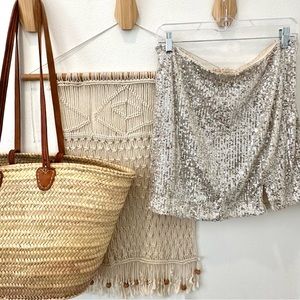 Rewind Silver Sequin Mini Skirt